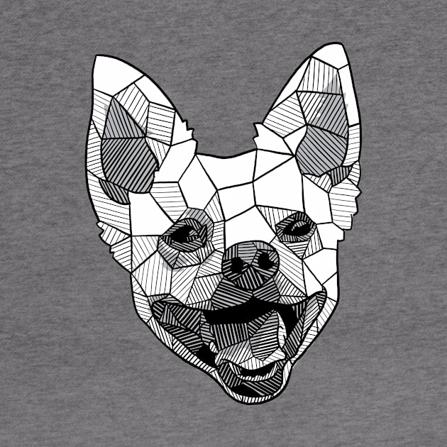 Cute Happy Mutt Geometric Sketch by polliadesign